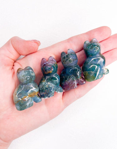 Moss Agate Cat Cat Halo Quartz